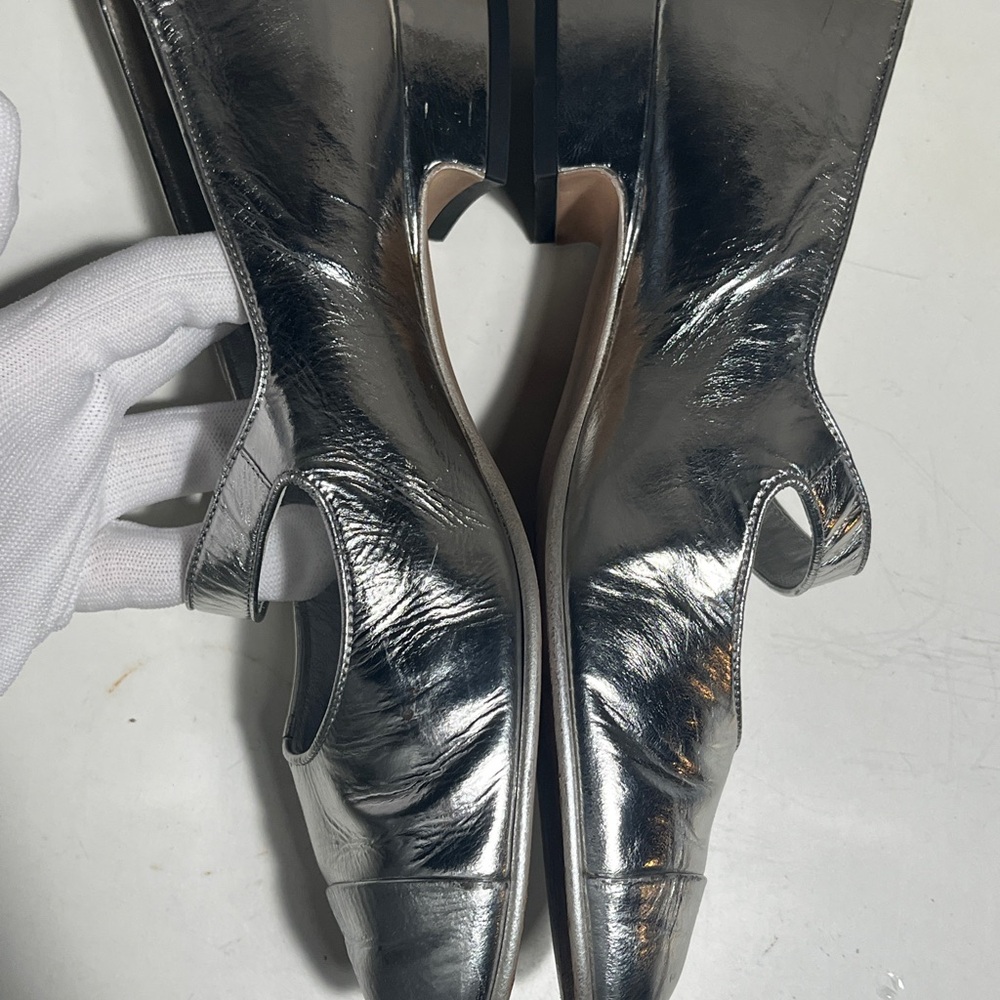 CHANEL Silver Mary Jane Flats with Strap - Picture 4 of 13